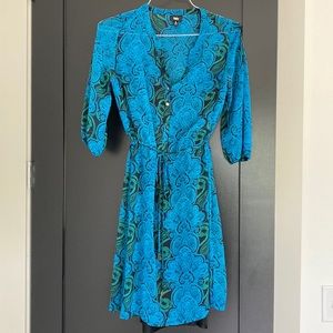 Mossimo blue/green shirt dress with drawstring waist